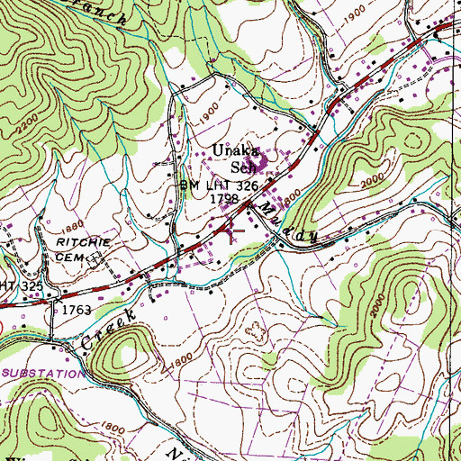 Topographic Map of Unaka Baptist Church, TN