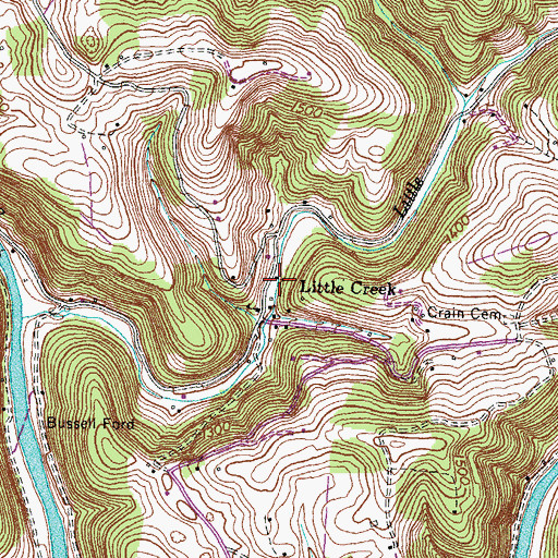 Topographic Map of Little Creek Baptist Church, TN