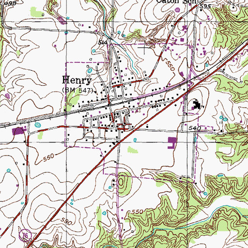 Topographic Map of Henry Baptist Church, TN