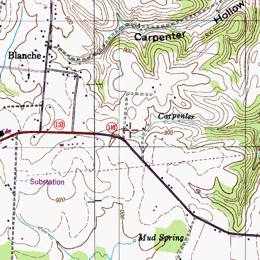 Topographic Map of Abernathy Cemetery, TN