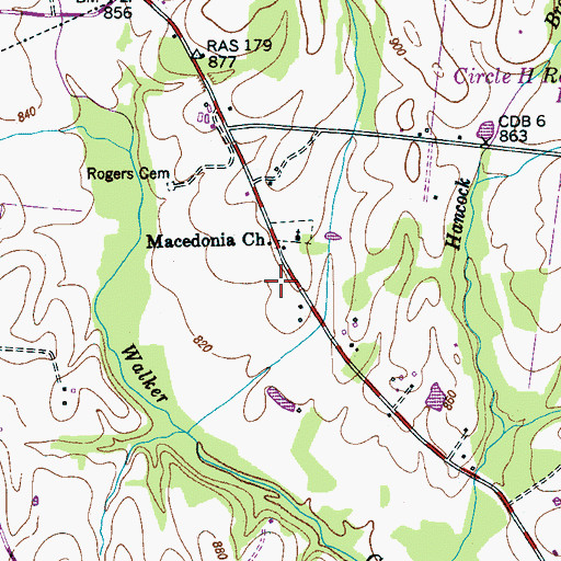 Topographic Map of Henderson Cemetery, TN
