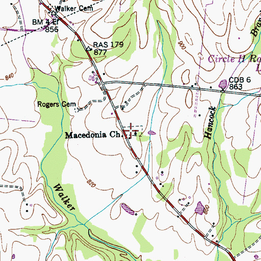 Topographic Map of Macedonia Cemetery, TN