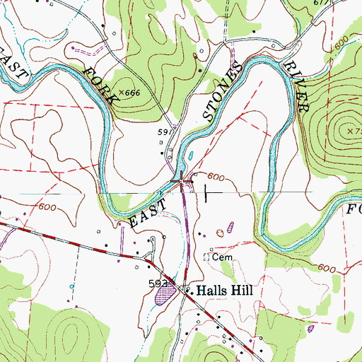 Topographic Map of Halls Mill (historical), TN