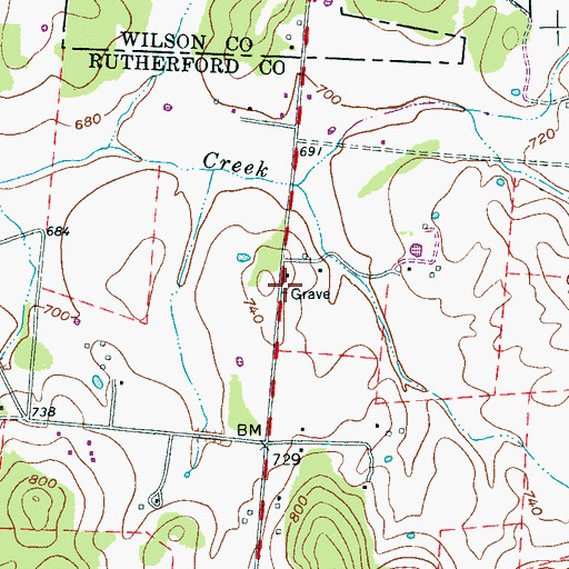 Topographic Map of Simpson Cemetery, TN