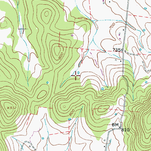 Topographic Map of Vaught Cemetery, TN