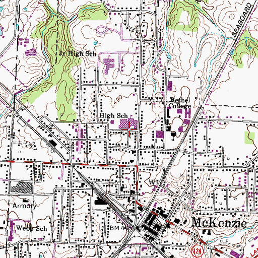 Topographic Map of McKenzie Primitive Baptist Church, TN