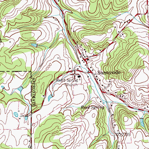 Topographic Map of Reed Springs Cemetery, TN