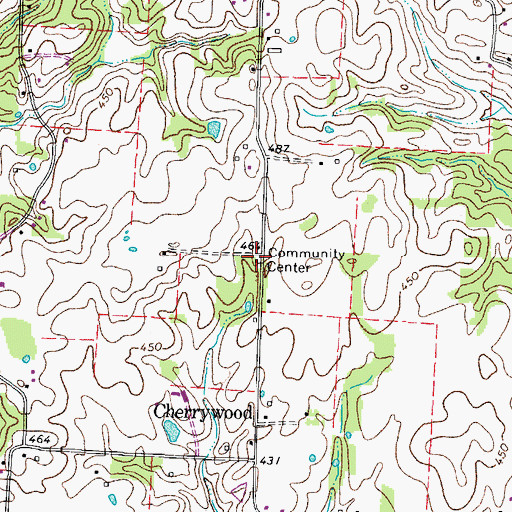 Topographic Map of Cherrywood Community Center, TN