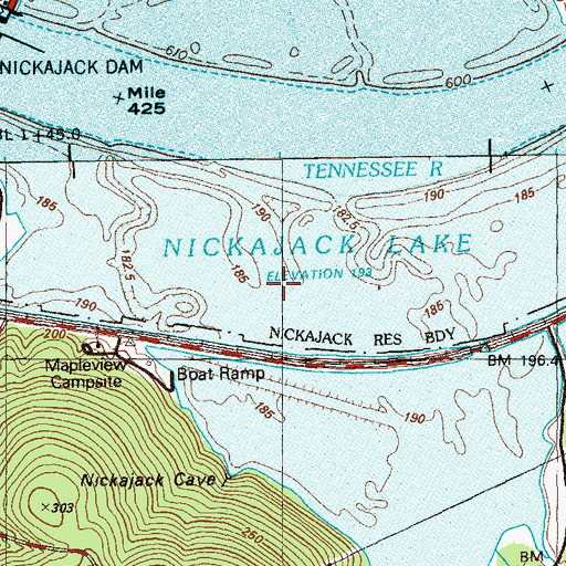 Topographic Map of Nickajack (historical), TN