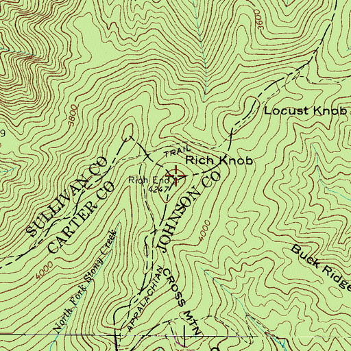 Topographic Map of Rich Knob, TN