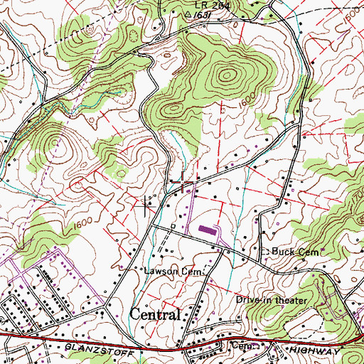 Topographic Map of Central School (historical), TN