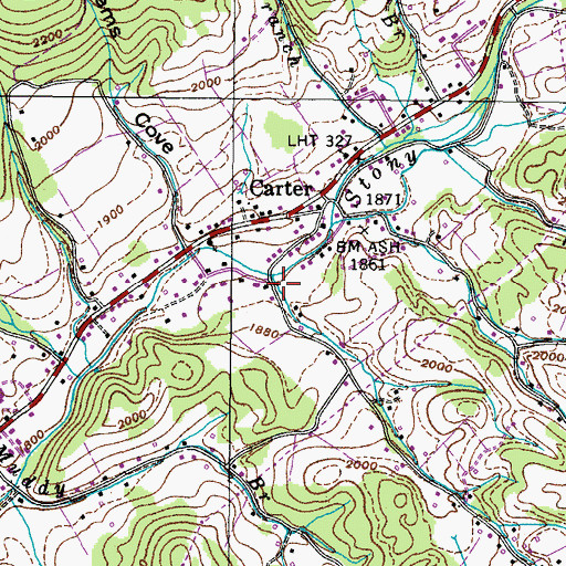 Topographic Map of Peters Hollow, TN