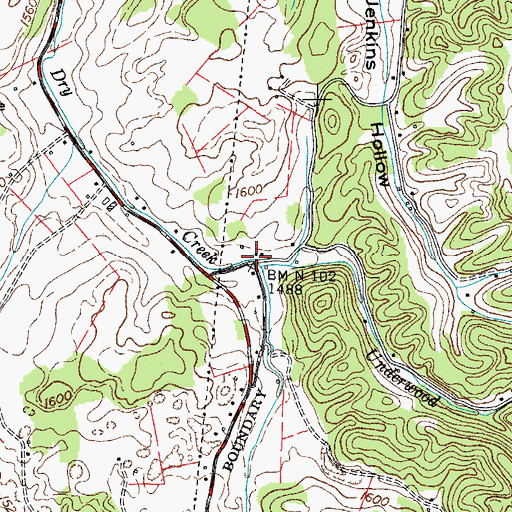 Topographic Map of Barnetts, TN