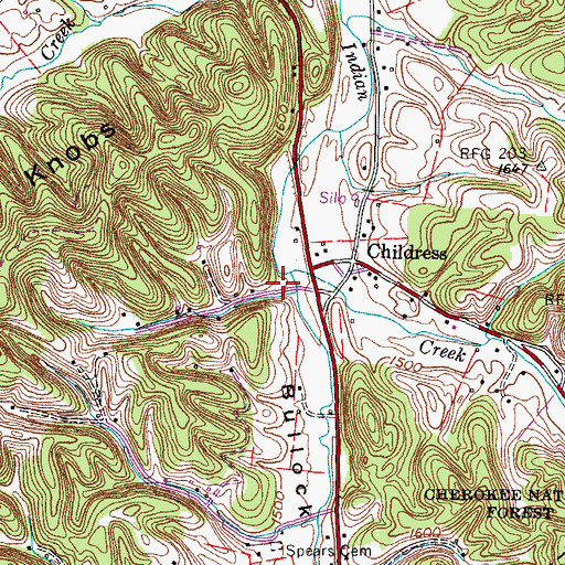 Topographic Map of Carr Hollow, TN