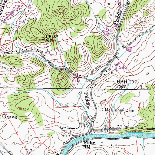 Topographic Map of Harrington Hollow, TN