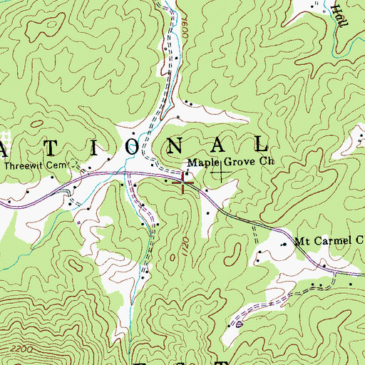Topographic Map of Kimsey, TN