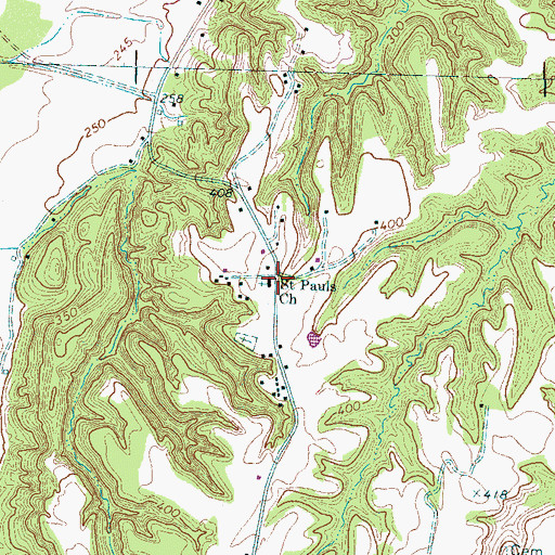 Topographic Map of Saint Paul, TN
