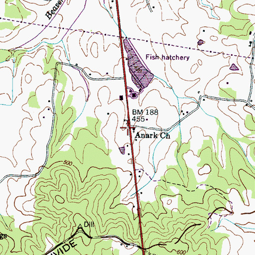 Topographic Map of Anark, TN