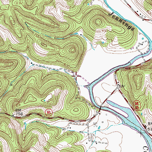 Topographic Map of Drapers Hollow, TN