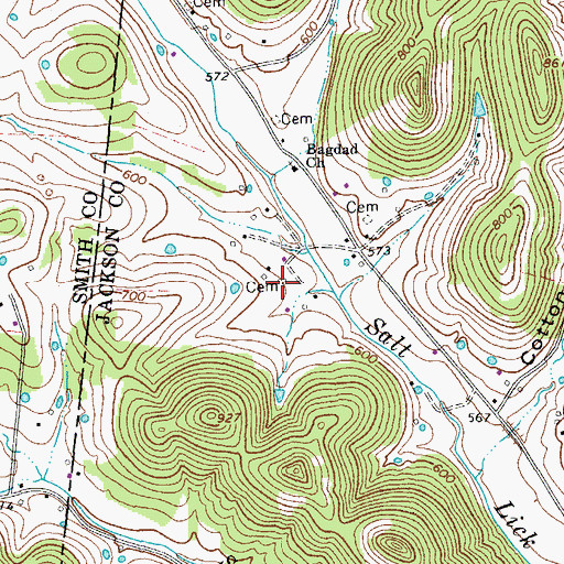 Topographic Map of Holland Cemetery, TN
