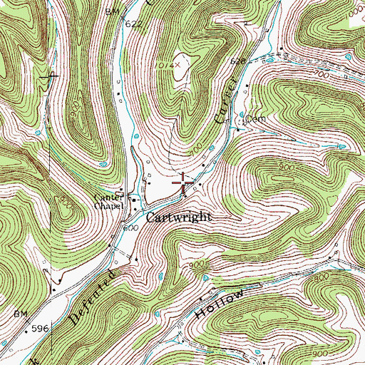 Topographic Map of Carver Hollow, TN