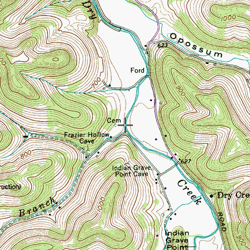 Topographic Map of Frazier Hollow, TN