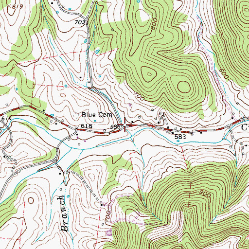 Topographic Map of Malone Hollow, TN