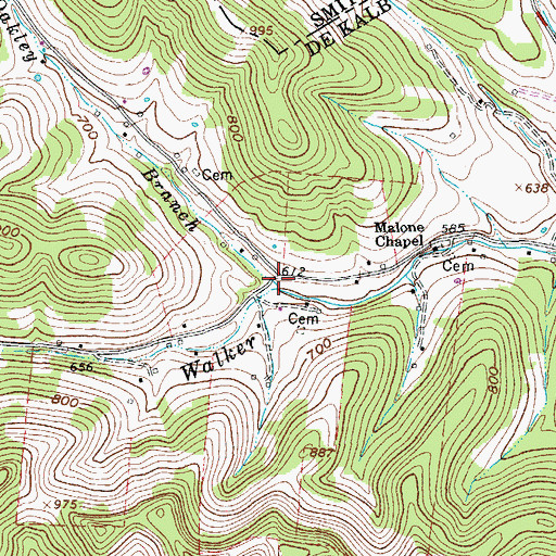 Topographic Map of Oakley Hollow, TN
