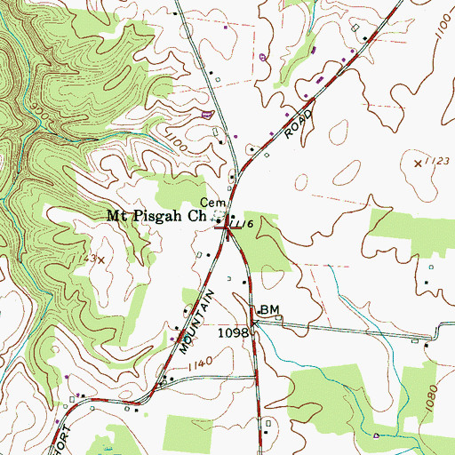 Topographic Map of Pisgah, TN