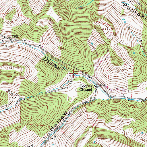 Topographic Map of Wilson Hollow, TN