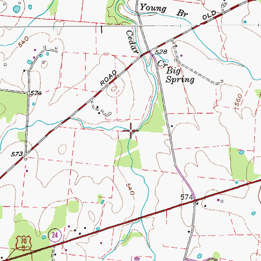 Topographic Map of Grissim Branch, TN