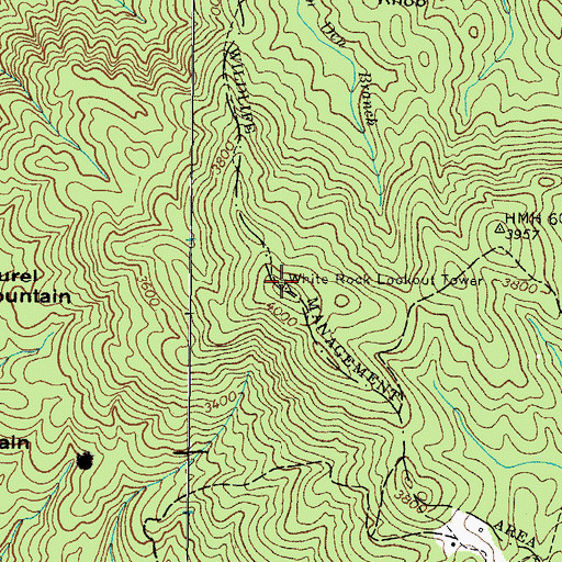 Topographic Map of White Rock Lookout Tower, TN
