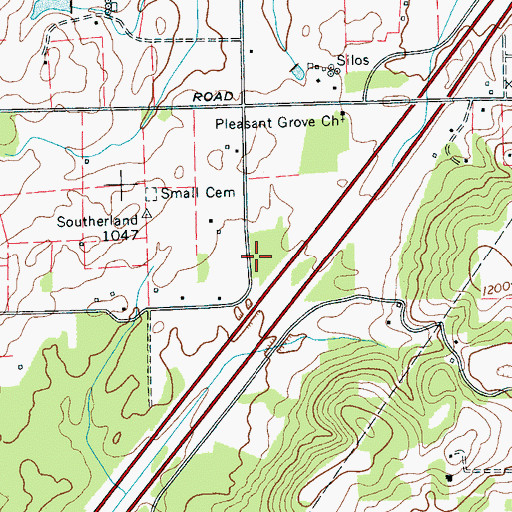 Topographic Map of Pleasant Grove School (historical), TN