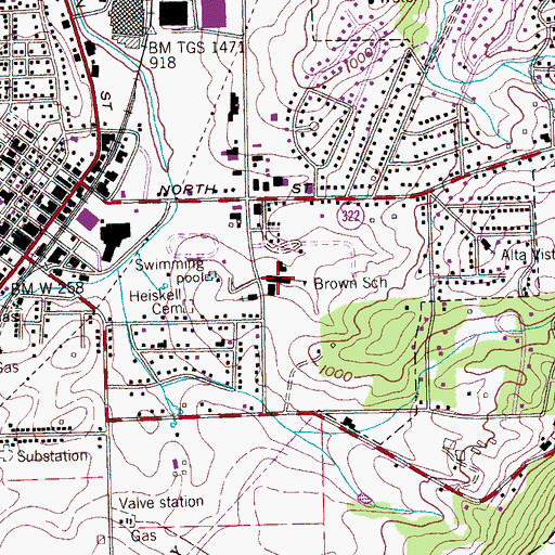 Topographic Map of Brown Elementary School, TN