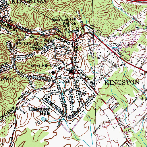 Topographic Map of Cherokee Middle School, TN