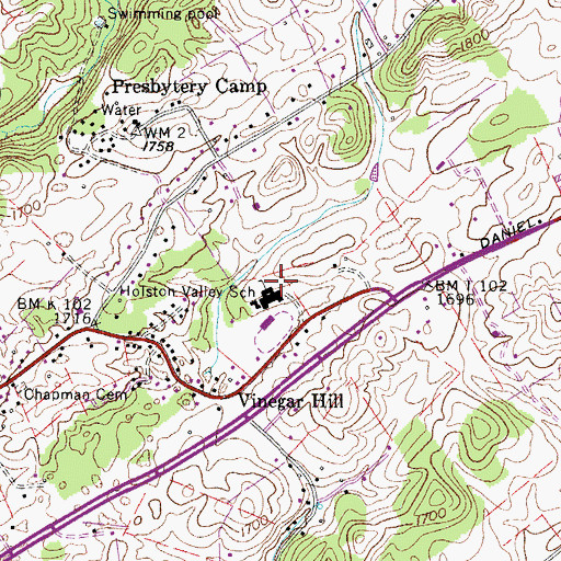 Topographic Map of Holston Valley Middle School, TN