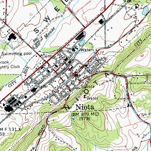 Topographic Map of Niota, TN