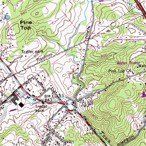 Topographic Map of Lenoir City Division (historical), TN