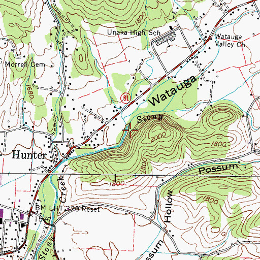 Topographic Map of Boyd Spring Branch, TN