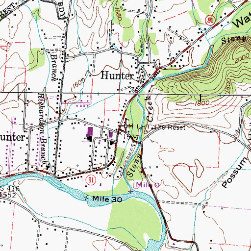 Topographic Map of Watauga Valley Post Office, TN