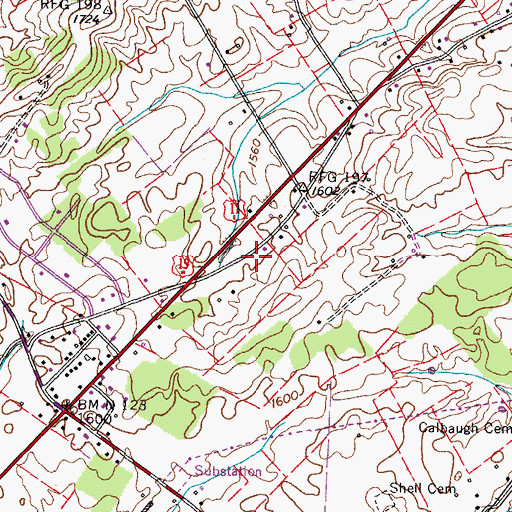 Topographic Map of Piney Flats Post Office, TN
