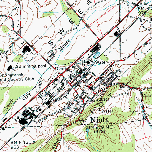 Topographic Map of Niota Post Office, TN