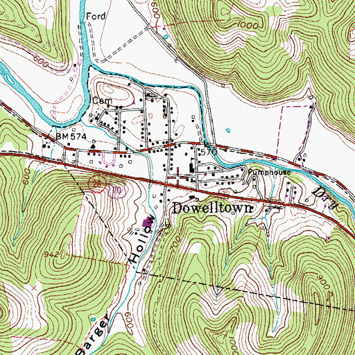 Topographic Map of Dowelltown Post Office, TN