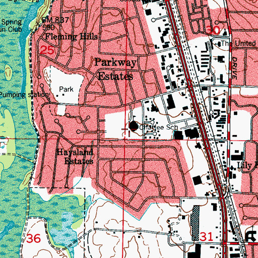 Topographic Map of Roger B Chaffee Elementary School, AL