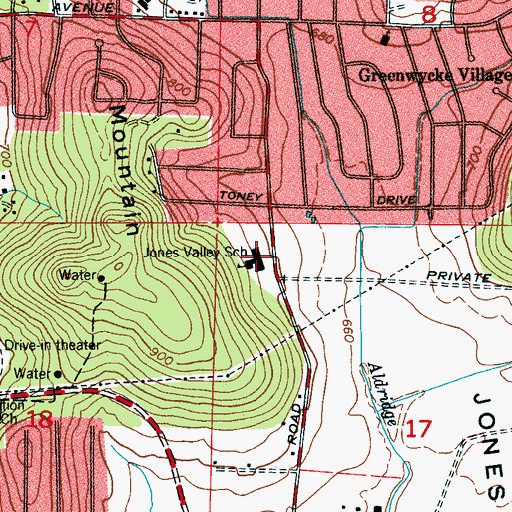 Topographic Map of Jones Valley Elementary School, AL