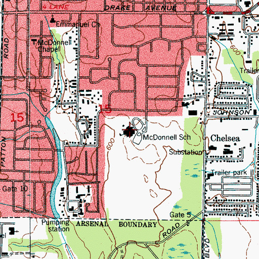 Topographic Map of McDonnell Elementary School, AL
