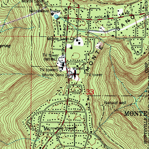 Topographic Map of Monte Sano Elementary School, AL