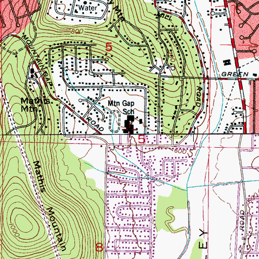Topographic Map of Mountain Gap Elementary School, AL