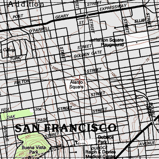 Topographic Map of French-American Bilingual School, CA