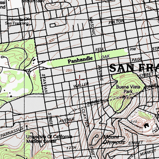 Topographic Map of Haight-Ashbury, CA